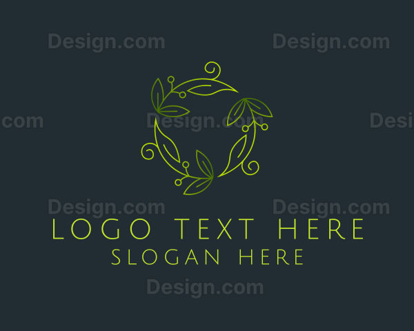 Green Leaves Ornament Logo