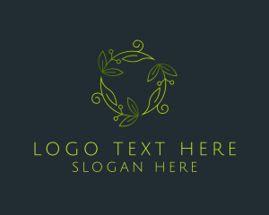 Green Leaves Ornament Logo