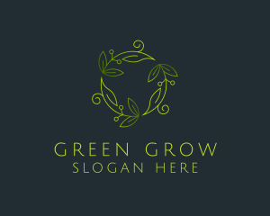 Green Leaves Ornament logo design