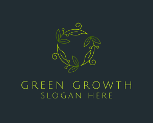 Green Leaves Ornament logo design