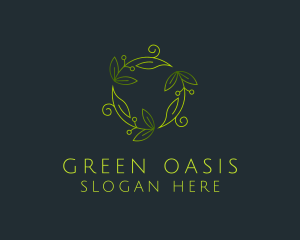 Green Leaves Ornament logo design