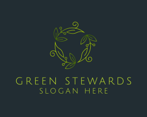 Green Leaves Ornament logo design