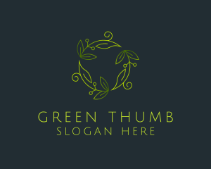 Green Leaves Ornament logo design