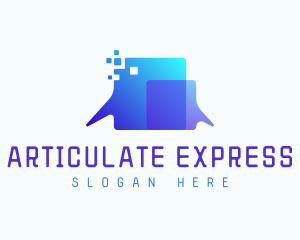 Pixel Speech Bubble logo design