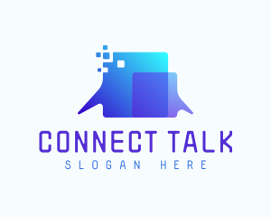 Pixel Speech Bubble logo design