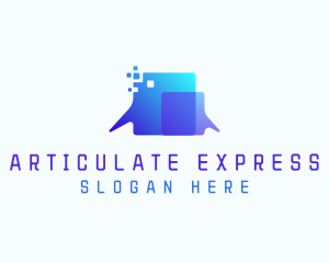 Pixel Speech Bubble logo design