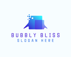 Pixel Speech Bubble logo design