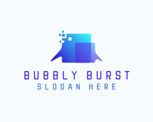 Pixel Speech Bubble logo design