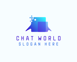 Pixel Speech Bubble logo design