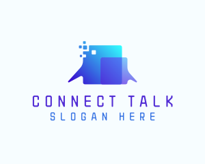 Pixel Speech Bubble logo design