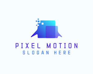 Pixel Speech Bubble logo design