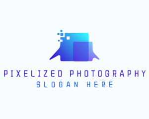 Pixel Speech Bubble logo design