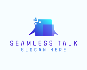 Pixel Speech Bubble logo design