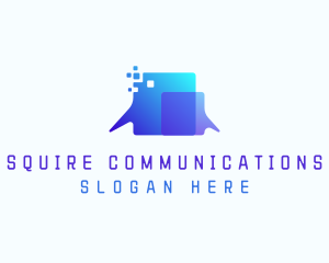 Pixel Speech Bubble logo design