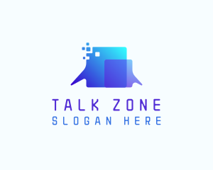 Pixel Speech Bubble logo design