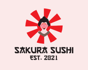 Geisha Woman Sakura  logo design