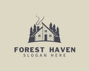 Forest Wooden Cabin logo design