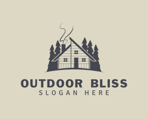 Forest Wooden Cabin Cottage logo design