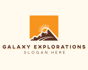 Mountain Hiking Sunset Travel logo design