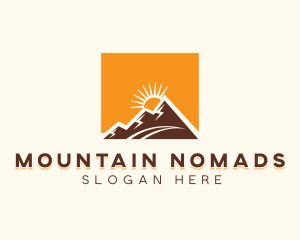 Mountain Hiking Sunset Travel logo design