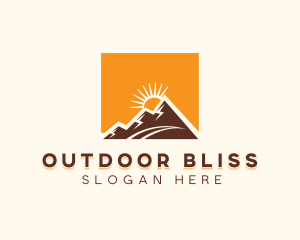 Mountain Hiking Sunset Travel logo design