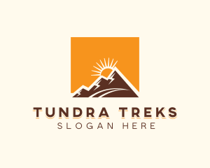 Mountain Hiking Sunset Travel logo design