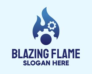 Mechanical Gear Flame  logo design