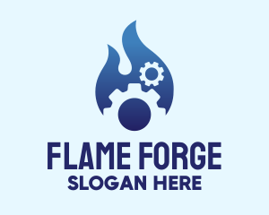 Mechanical Gear Flame  logo design