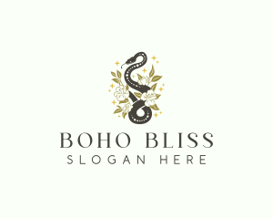 Snake Floral Boho logo design