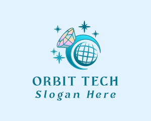 Diamond Globe Orbit logo design