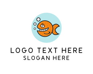 Happy Goldfish Fish Logo