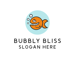 Happy Goldfish Fish logo design