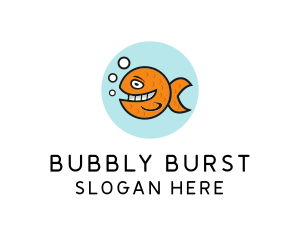 Happy Goldfish Fish logo design