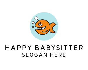 Happy Goldfish Fish logo design