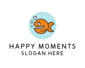 Happy Goldfish Fish logo design