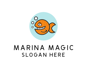 Happy Goldfish Fish logo design