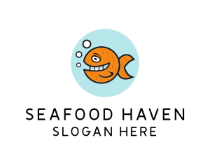 Happy Goldfish Fish logo design