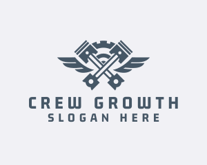 Gray Cog Piston Wings logo