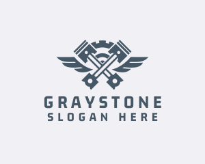 Gray Cog Piston Wings logo