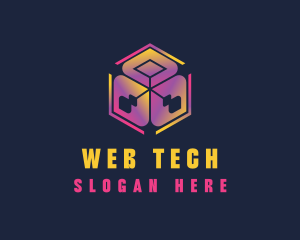 Gradient Technology Cube logo design