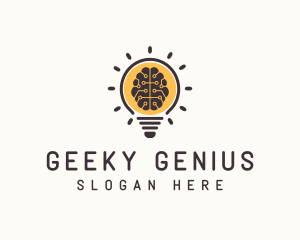 Light Bulb Brain logo design