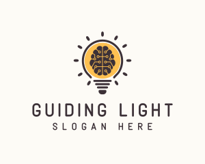 Light Bulb Brain logo design