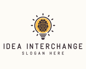 Light Bulb Brain logo design