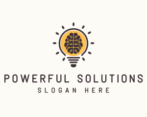 Light Bulb Brain logo design