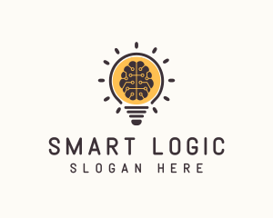 Light Bulb Brain logo design