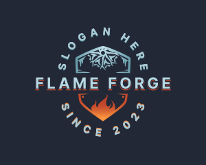 HVAC Fire Snowflake logo design