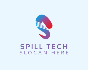 Ribbon Tech Letter S Brand logo design