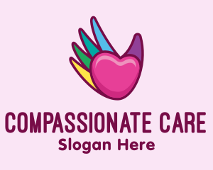 Colorful Heart Hand  logo design