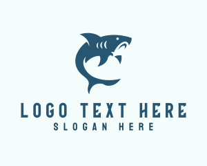 Powerful - Shark Aquarium Diving logo design