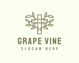 Vine Wreath Cross logo design